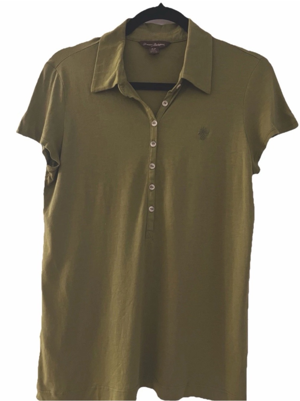 Tommy Bahama Womens Olive Green Short-Sleeve Polo